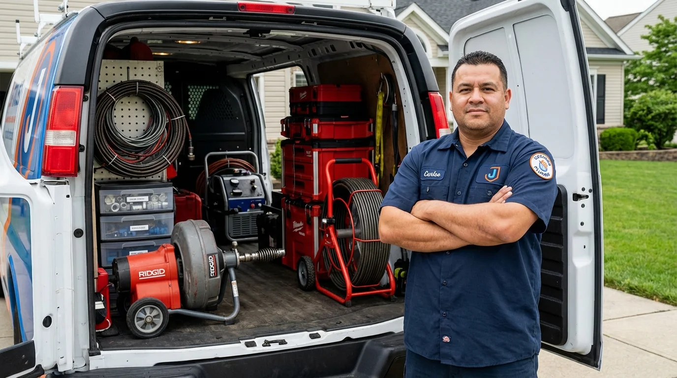 Professional drain cleaning equipment and Johns Plumbing LLC plumber in Wisconsin Dells