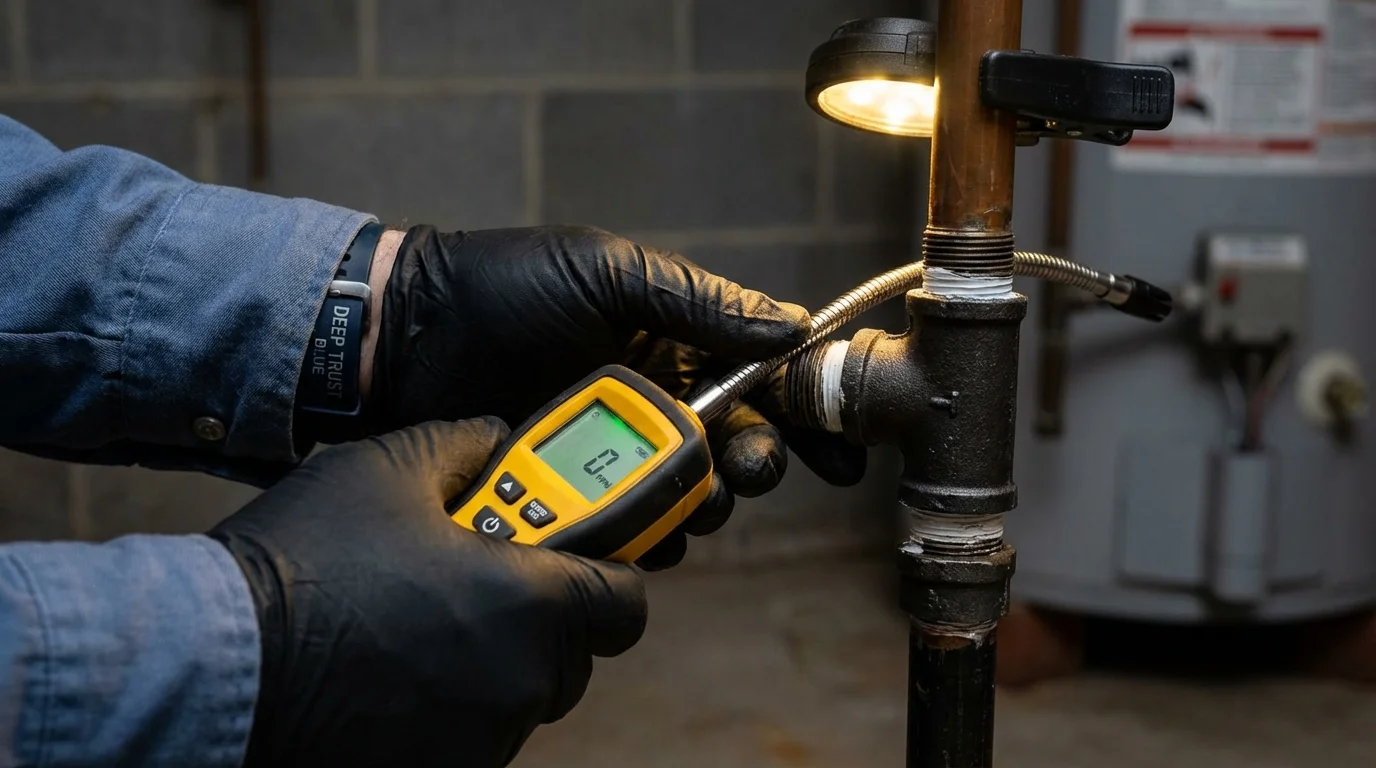 Gas leak detection with electronic sniffer by Johns Plumbing LLC in Wisconsin Dells
