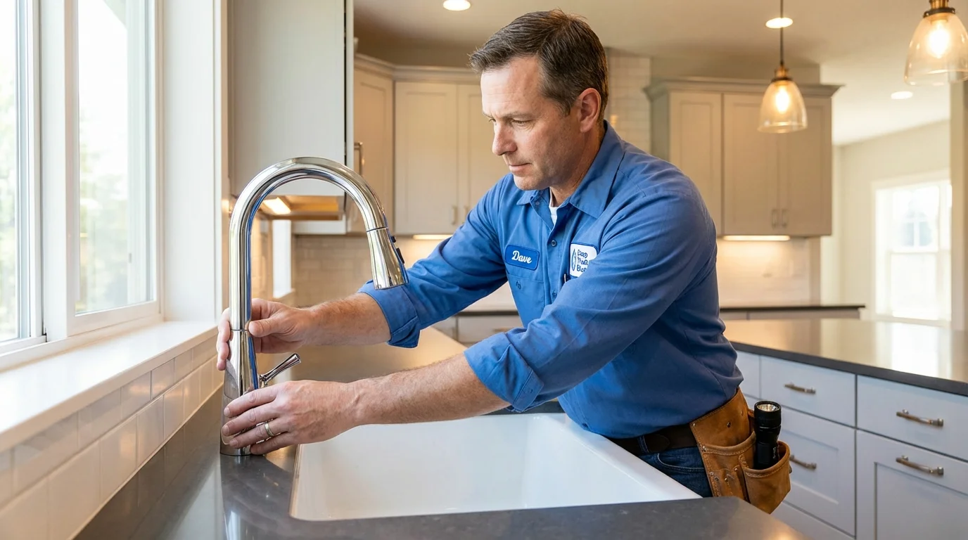Kitchen faucet installation by Johns Plumbing LLC in Wisconsin Dells